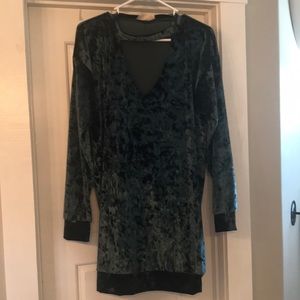 Green velvet dress or could be worn as a tunic.